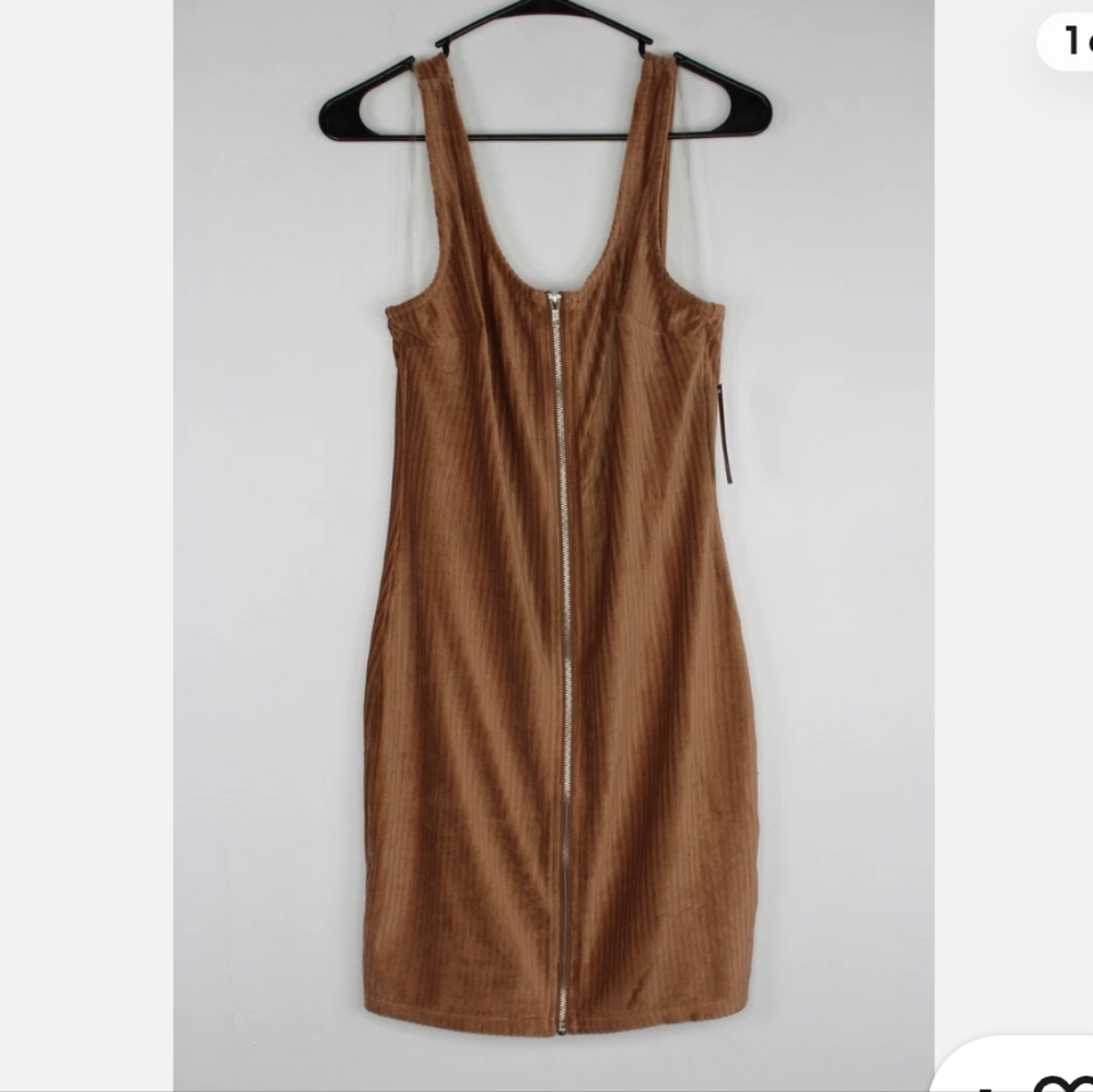 No Boundaries Brown Corduroy Zip-Up Dress